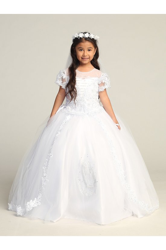 Girls lace Applique and Maria embroidery Baptism Dress
