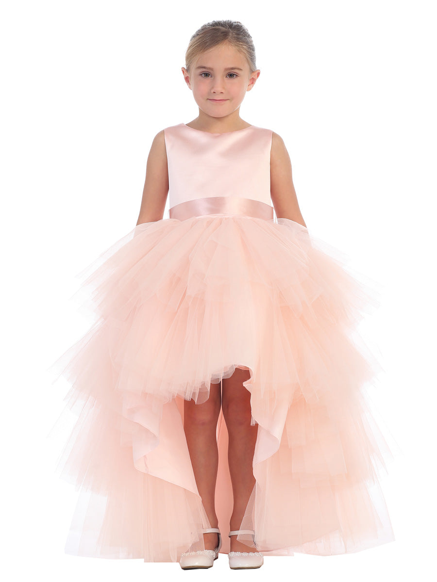 Kids High Low Tulle Flower Girl Dress