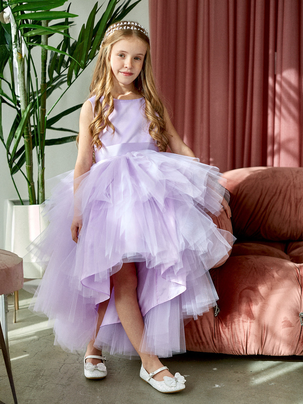 Kids High Low Tulle Flower Girl Dress