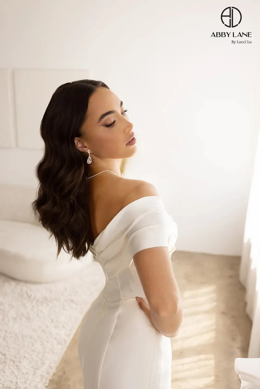 Sash Ivory Satin Sheath Bridal Gown By Abby Lane Sash Ivory Satin Sheath Bridal Gown By Abby Lane