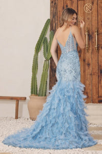 Fitted feather prom dress by Nox Anabel