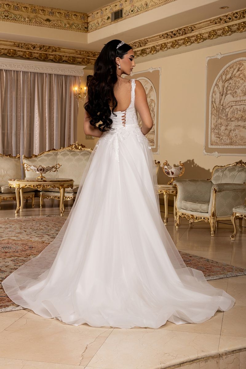 Square Neckline Bridal Dress with Corset Back RQ8249