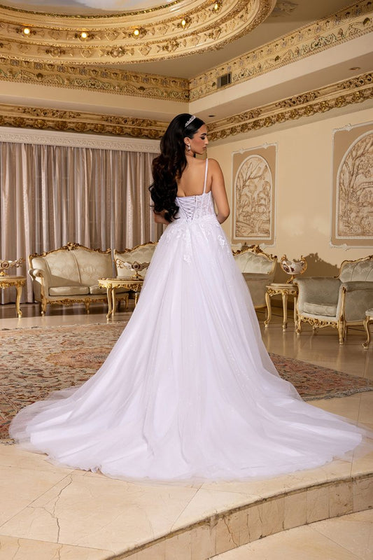 Square Neckline Spaghetti strap A-line Bridal Dress RQ8273