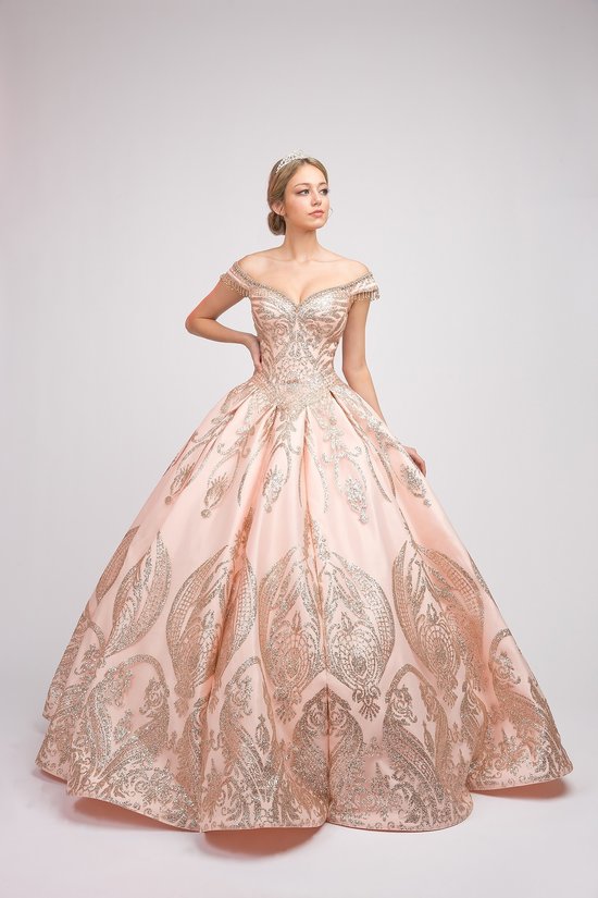 strapless open back dress Pink Quinceanera Dress