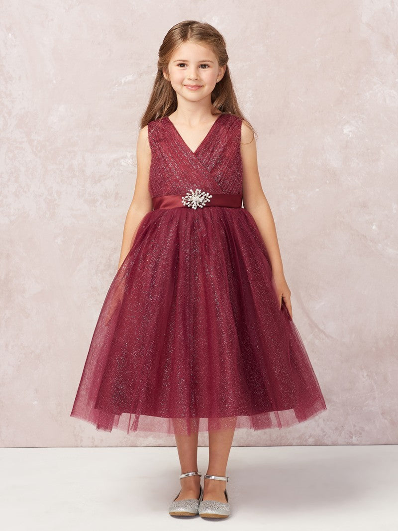 v neck flower girl dress