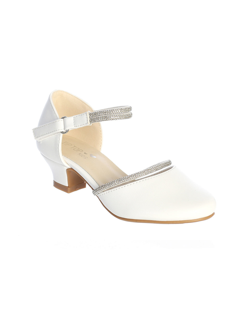 Girls Rhinestone Strap Heels