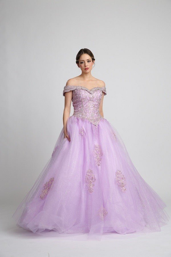 Tulle Floral Layered Quinceanera Ball Gown Blush / XL