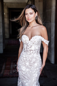 Sheer Tulle Sprinkled Wedding Dress - Moda FormalwearDressesAllure Bridal