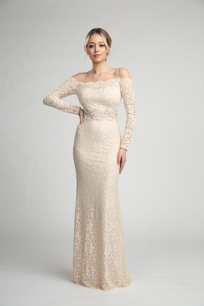 Off Shoulder Sleeve Dress With Mesh Cut Out