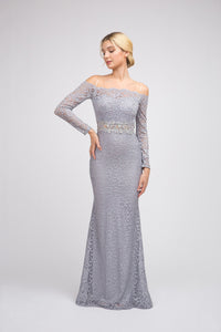Off Shoulder Sleeve Dress With Mesh Cut Out