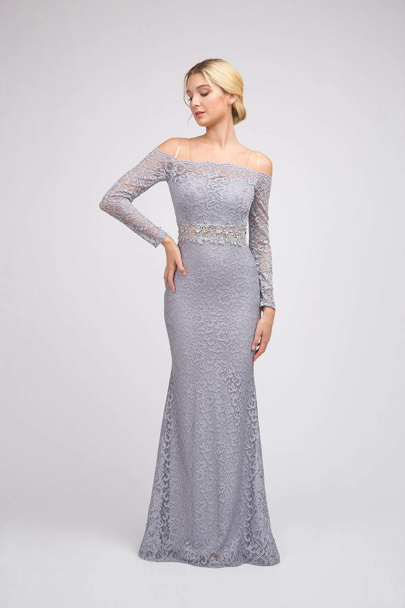 Off Shoulder Sleeve Dress With Mesh Cut Out