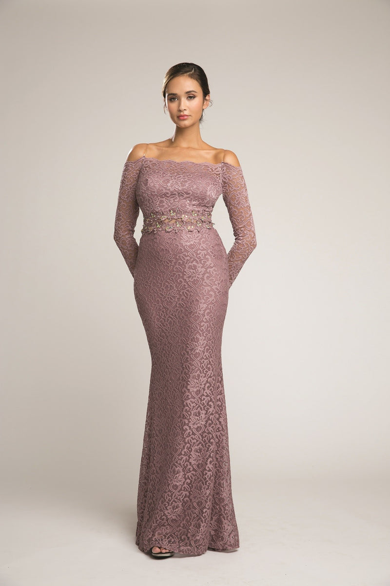 Off Shoulder Sleeve Dress With Mesh Cut Out