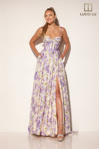 Floral A-line Prom Dress by Lucci Lu