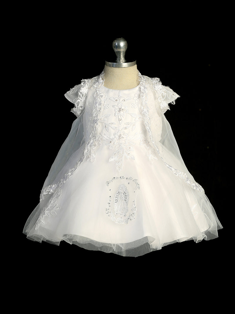 Girls lace Applique and Maria embroidery Baptism or Communion Dress