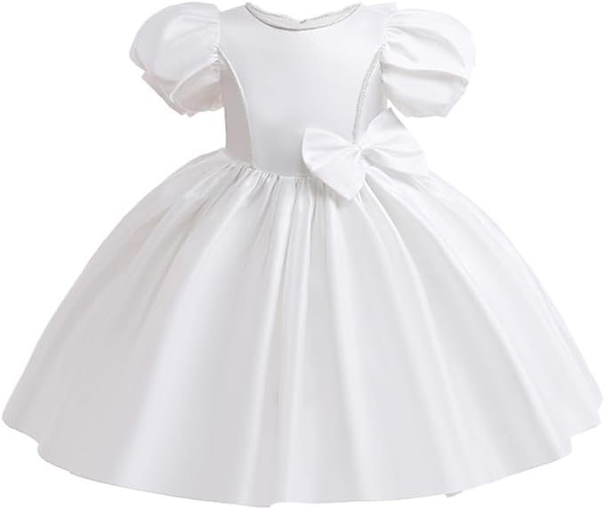 Satin Kids Dress with Beaded Bodice