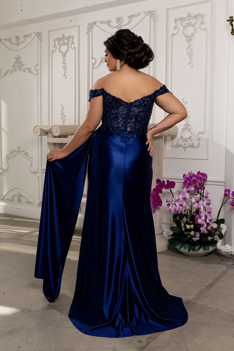 Lace off shoulder corset evening prom dress