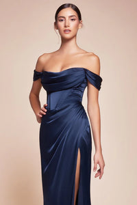 Satin Off The Shoulder Bridesmaids and Prom Dress