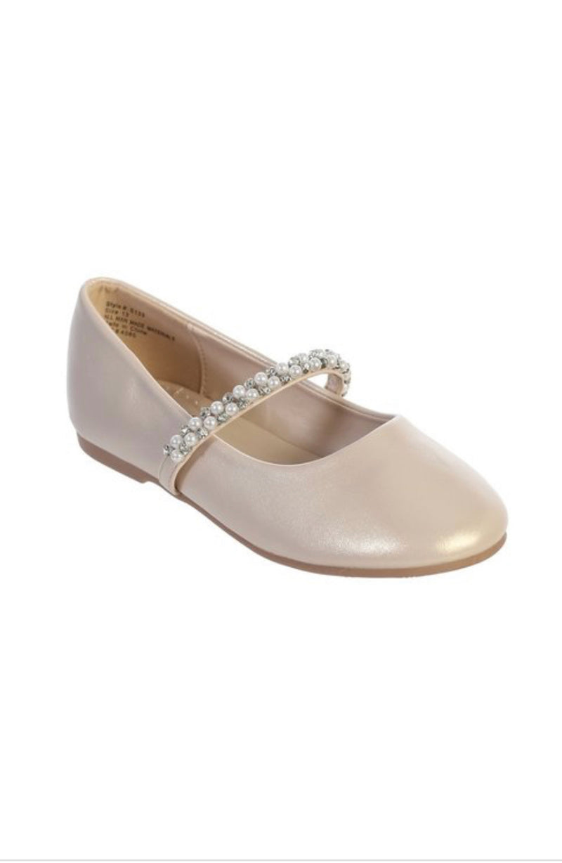 Girls Formal Flats with Pearls and Rhinestone Special Occasion Kids Shoes 1 / Ivory Girls Formal Flats with Pearls and Rhinestone Special Occasion Kids Shoes 1 / Ivory
