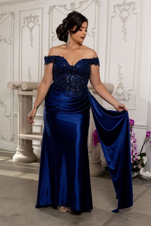 Lace off shoulder corset evening prom dress