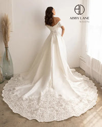 Sash Ivory Satin Sheath Bridal Gown By Abby Lane