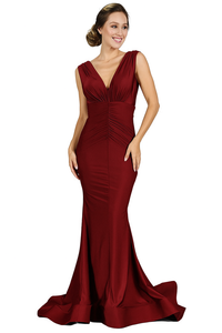 V neck bridesmaid dress