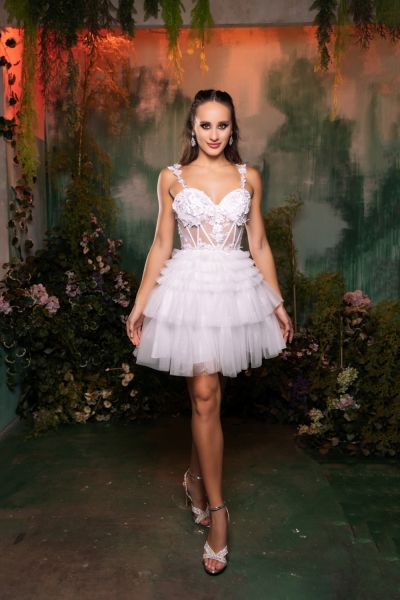 Short Layered Ruffle Corset Dress MQ2097
