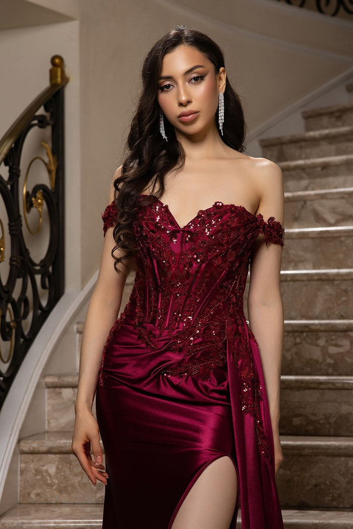 Off Shoulder Floral Corset Mermaid Dress MQ2179