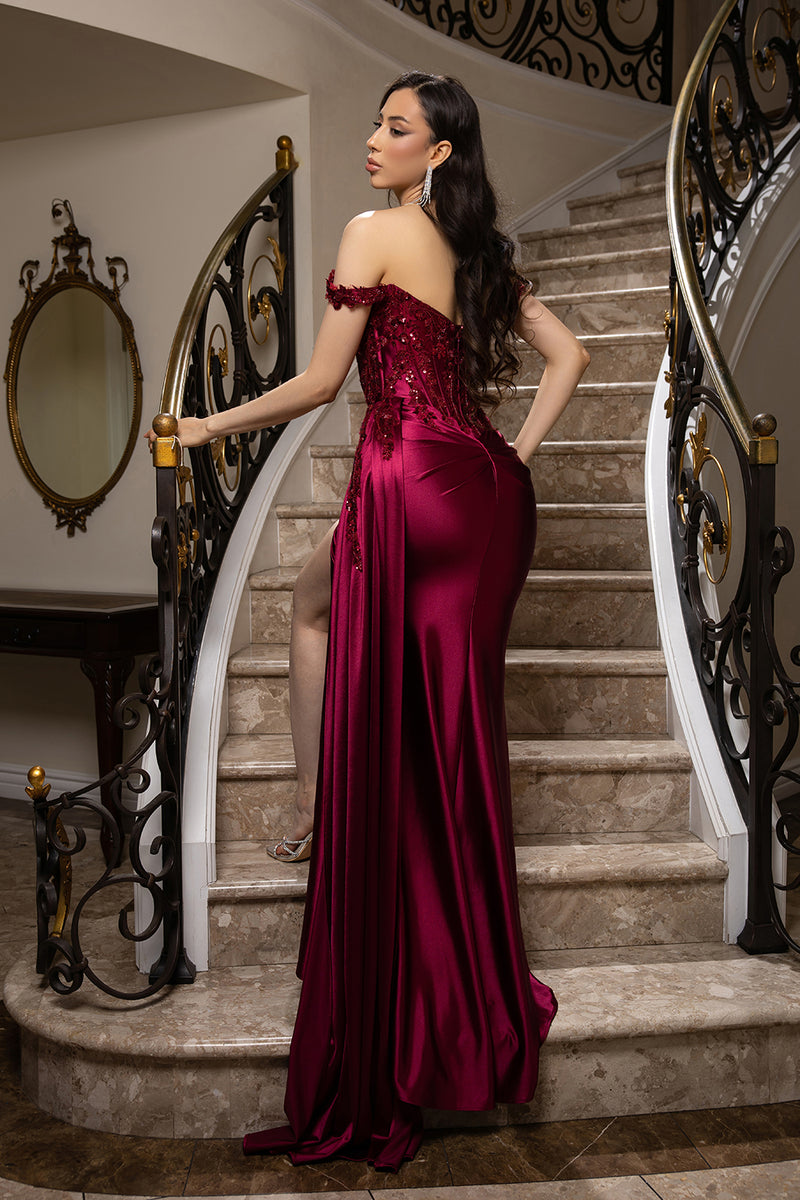 Off Shoulder Floral Corset Mermaid Dress MQ2179