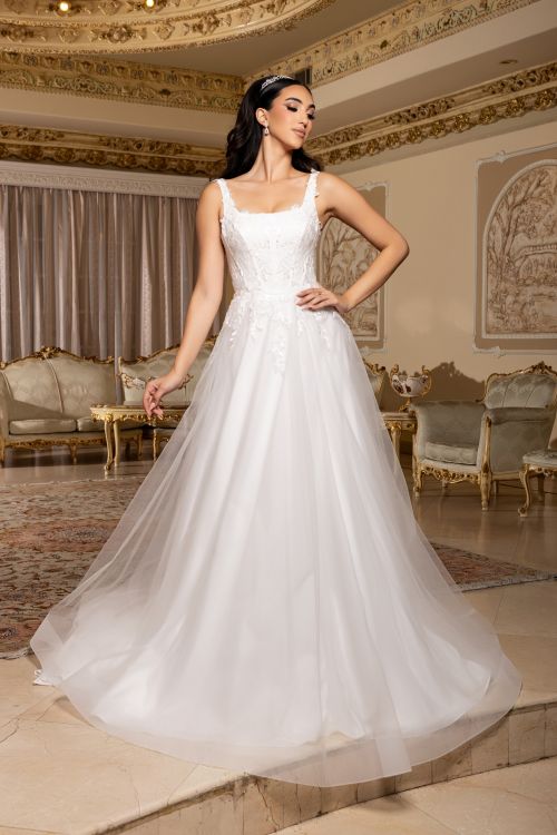Square Neckline Bridal Dress with Corset Back RQ8249