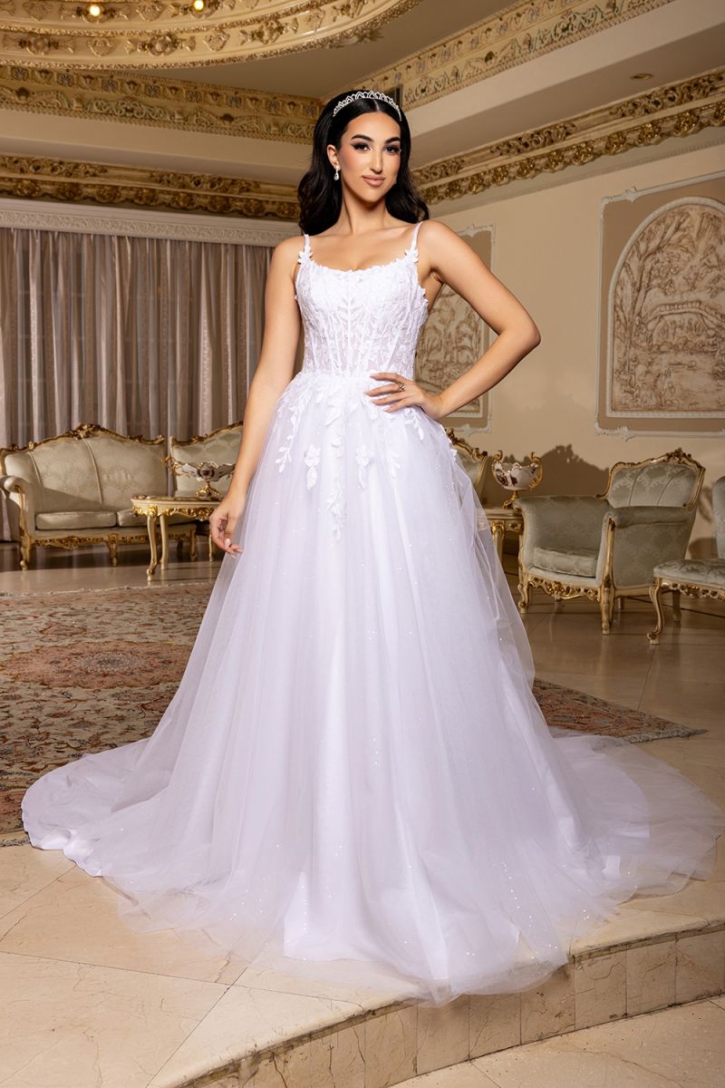 Square Neckline Spaghetti strap A-line Bridal Dress RQ8273