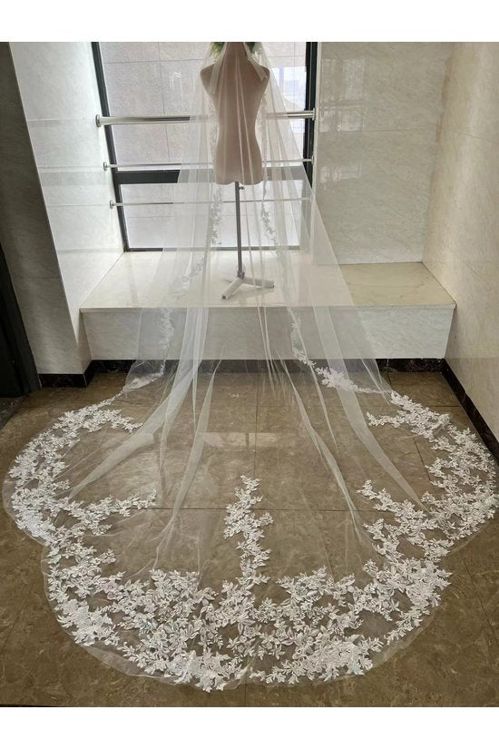 Cathedral veil floral pattern