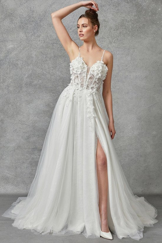 Floral corset bridal dress