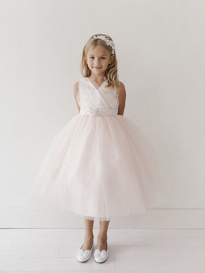 v neck flower girl dress