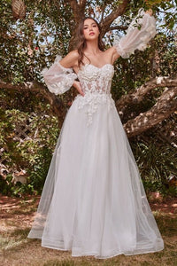 Lace Strapless Layered Tulle A-line Wedding Dress