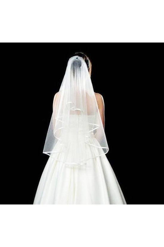 Waist Length Ribbon Veil