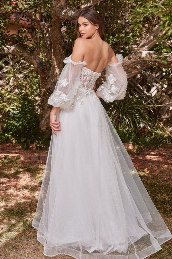 Lace Strapless Layered Tulle A-line Wedding Dress