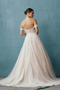 Off Shoulder Sweetheart Ball Gown Train