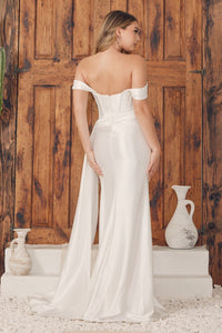 Satin Corset Wedding Dress with Detachable off shoulder straps