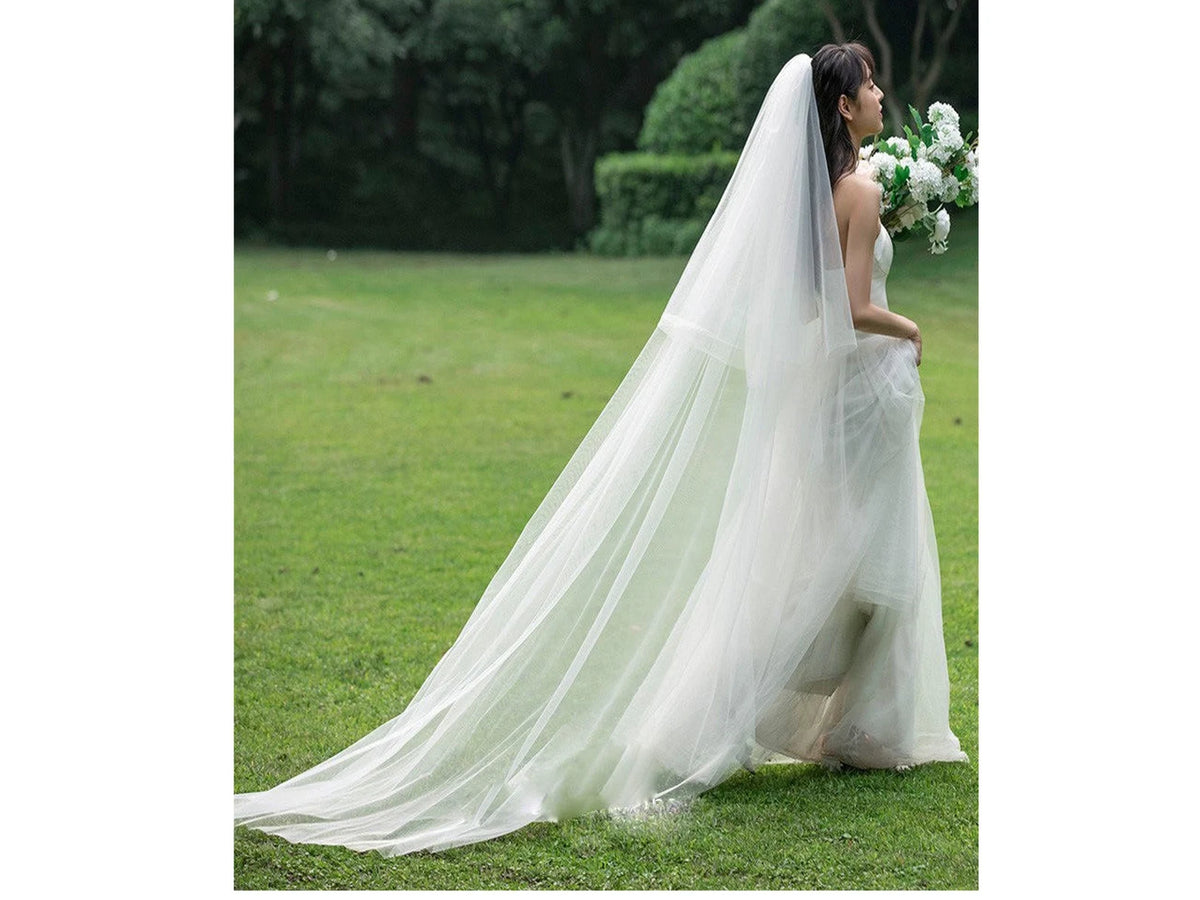 Plain Cathedral Veil with blusher