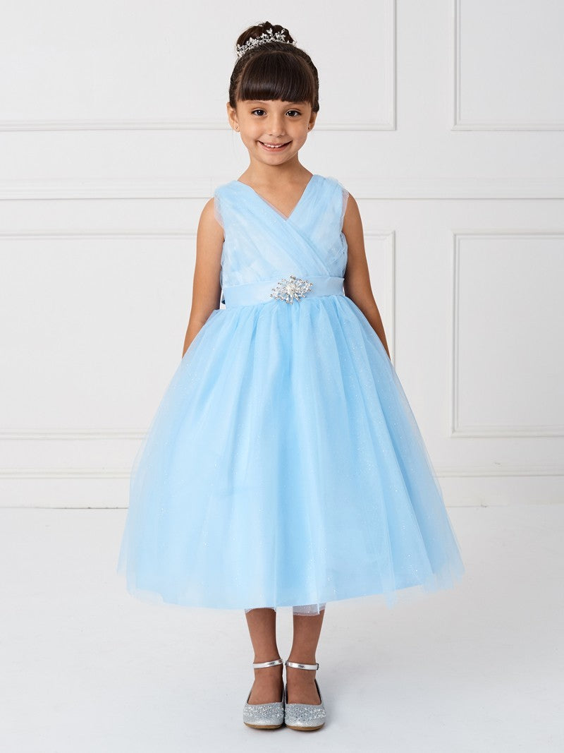v neck flower girl dress
