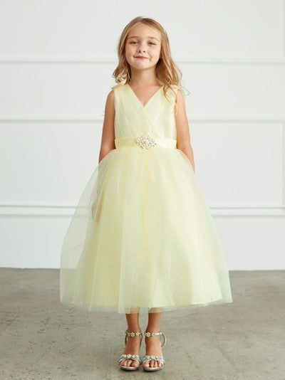 v neck flower girl dress