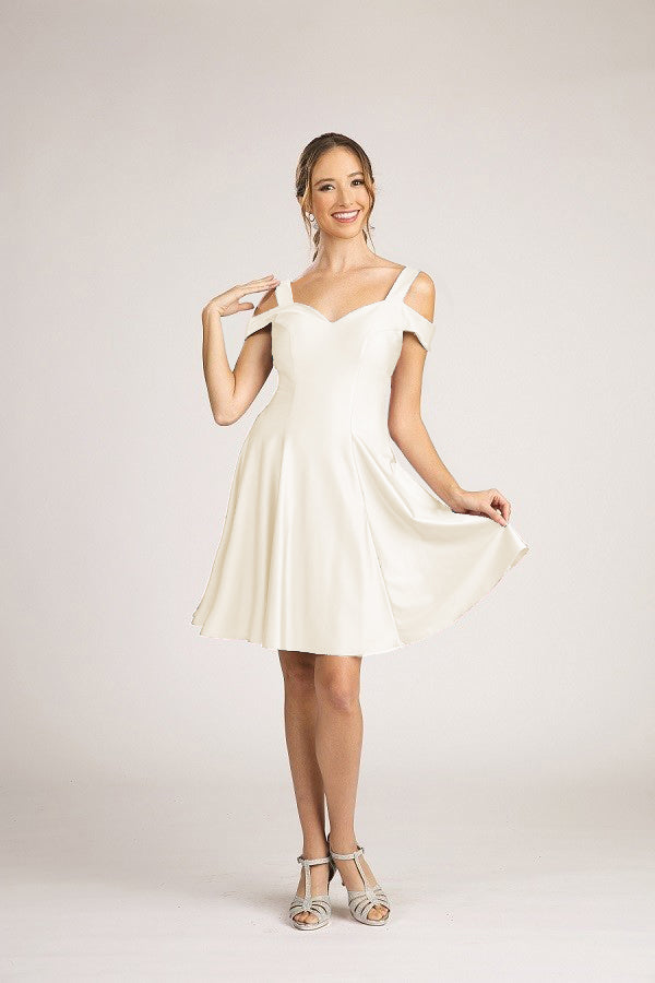 Sale A-Line Satin Off-the-Shoulder Sleeveless Short Mini Dresses Homecoming Prom Dress