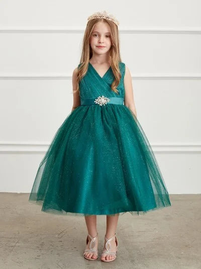 v neck flower girl dress