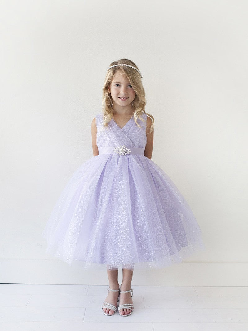 v neck flower girl dress