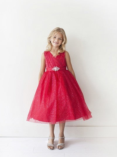v neck flower girl dress