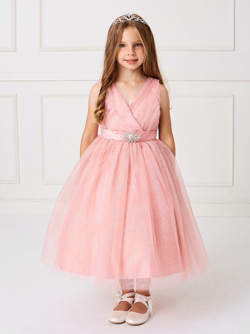 v neck flower girl dress