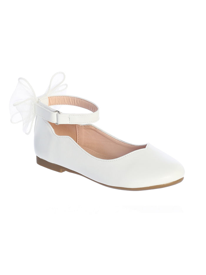 Girls Matte Flatts with Organza Bow Back