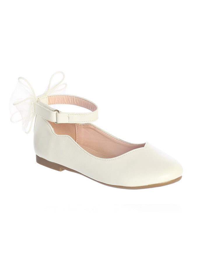 Girls Matte Flatts with Organza Bow Back