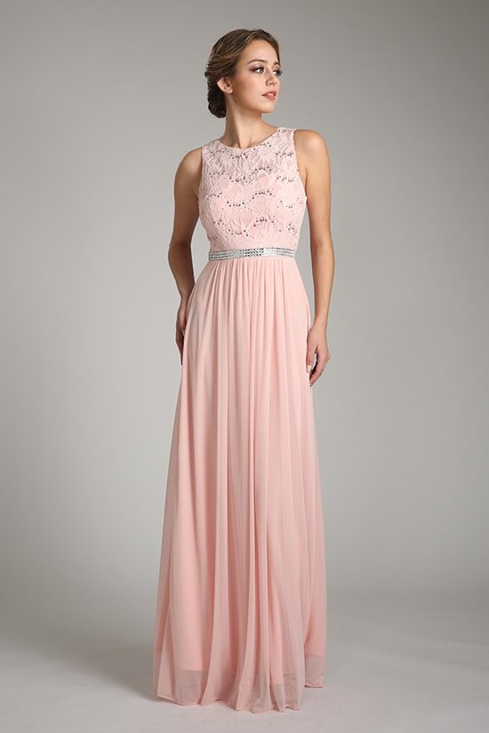Lace and Satin Long Bridesmaids Dress - Moda FormalwearDressesFiesta Fashion