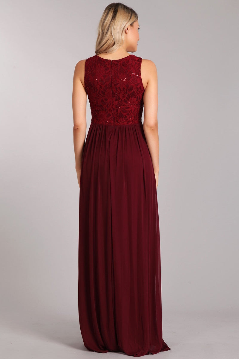 Lace and Satin Long Bridesmaids Dress S / Dusty Rose Lace and Satin Long Bridesmaids Dress S / Dusty Rose